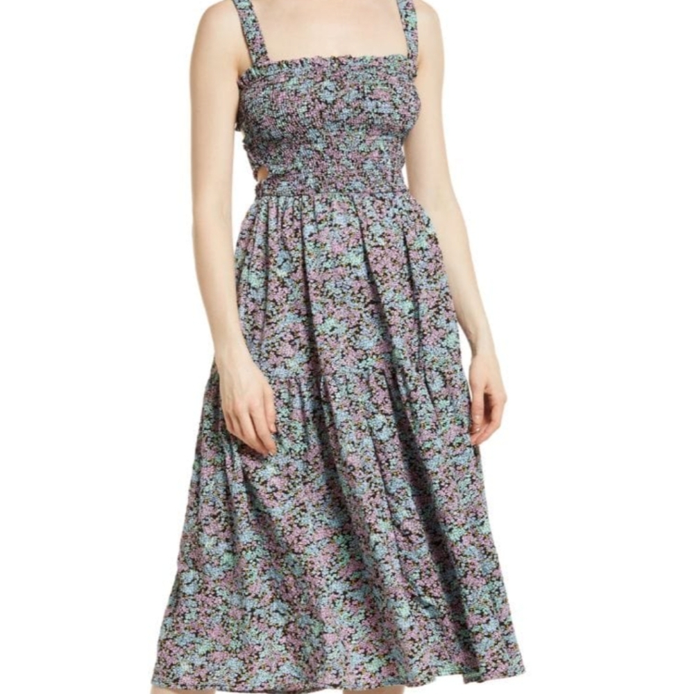 VERO MODA Mollie Smocked Cutout-Back Midi Dress